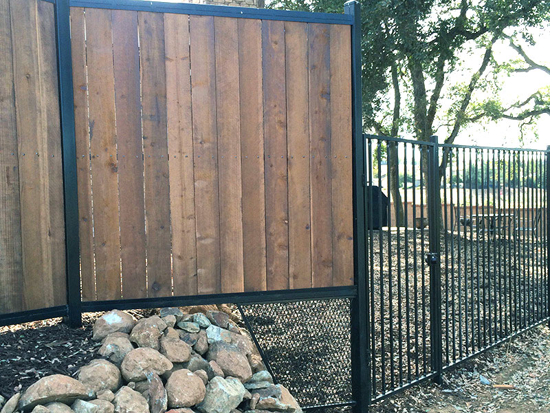 Iron Fence Gate Construction Iron gate with fence built for commercial property